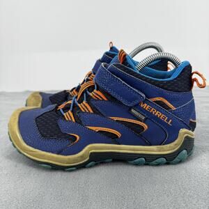 Merrell Chameleon 7 Mid A C WPF Boys 4 Hiking Boots Blue Orange Waterproof